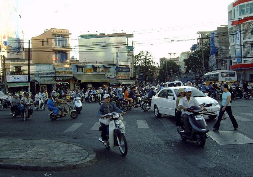 Verkeersdrukte Ho Chi Min City (Saigon)
