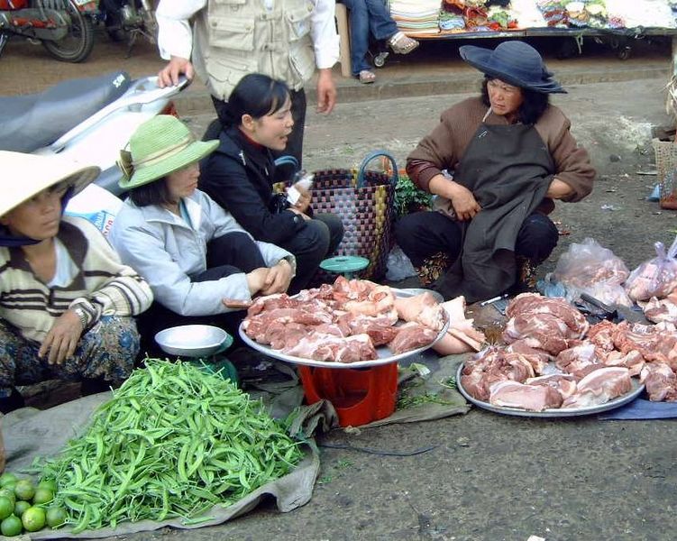 Vleesverkoop op straat
