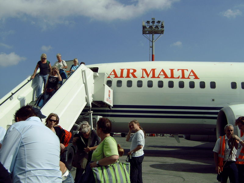 Aankomst op Luqa Airport (Malta)
